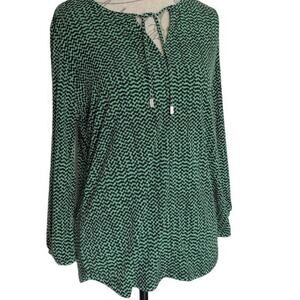 Liz Claiborne Navy & Green Top Blouse Size Medium